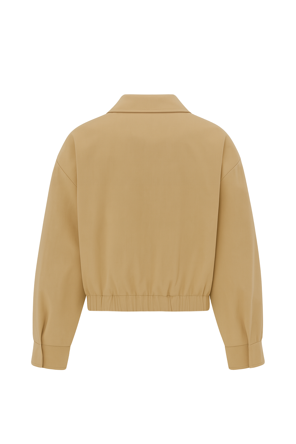 Zip Up Collared Bomber Jacket - Khaki - back