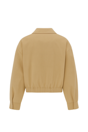 Zip Up Collared Bomber Jacket - Khaki - back