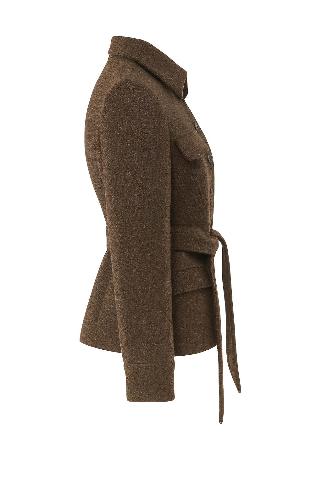 Belted Tweed Utility Jacket - Brown - side