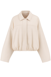 Oversized Bubble Hem Jacket - Cream - front