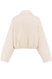 Oversized Bubble Hem Jacket - Cream - back