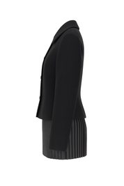 Collared Button Front Cropped Jacket - Black - side