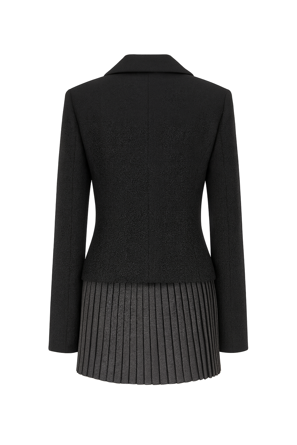 Collared Button Front Cropped Jacket - Black - back