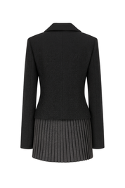 Collared Button Front Cropped Jacket - Black - back