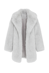 Plush Faux Fur Coat - Light Grey