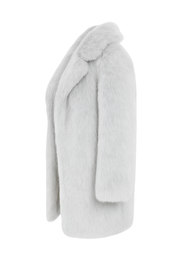 Plush Faux Fur Coat - Light Grey - side