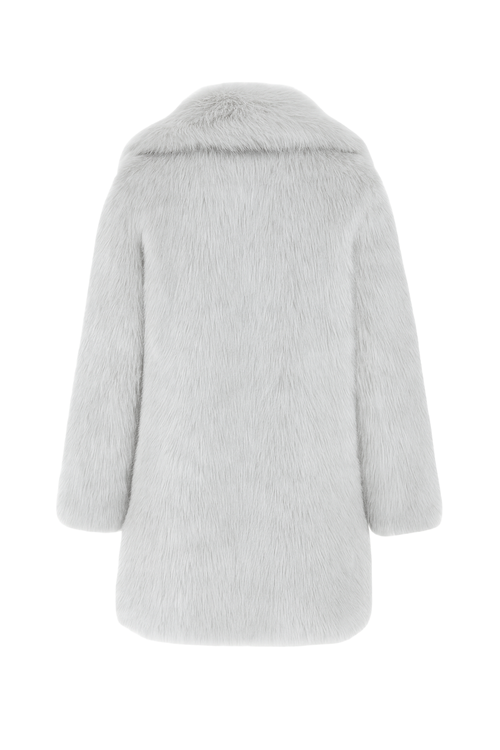 Plush Faux Fur Coat - Light Grey - back