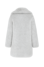 Plush Faux Fur Coat - Light Grey - back