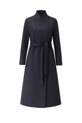 Belted Wrap Longline Coat - Navy