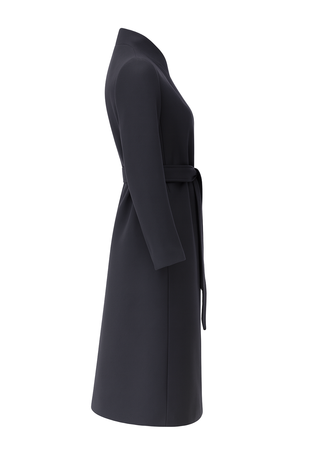 Belted Wrap Longline Coat - Navy - side