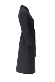 Belted Wrap Longline Coat - Navy - side