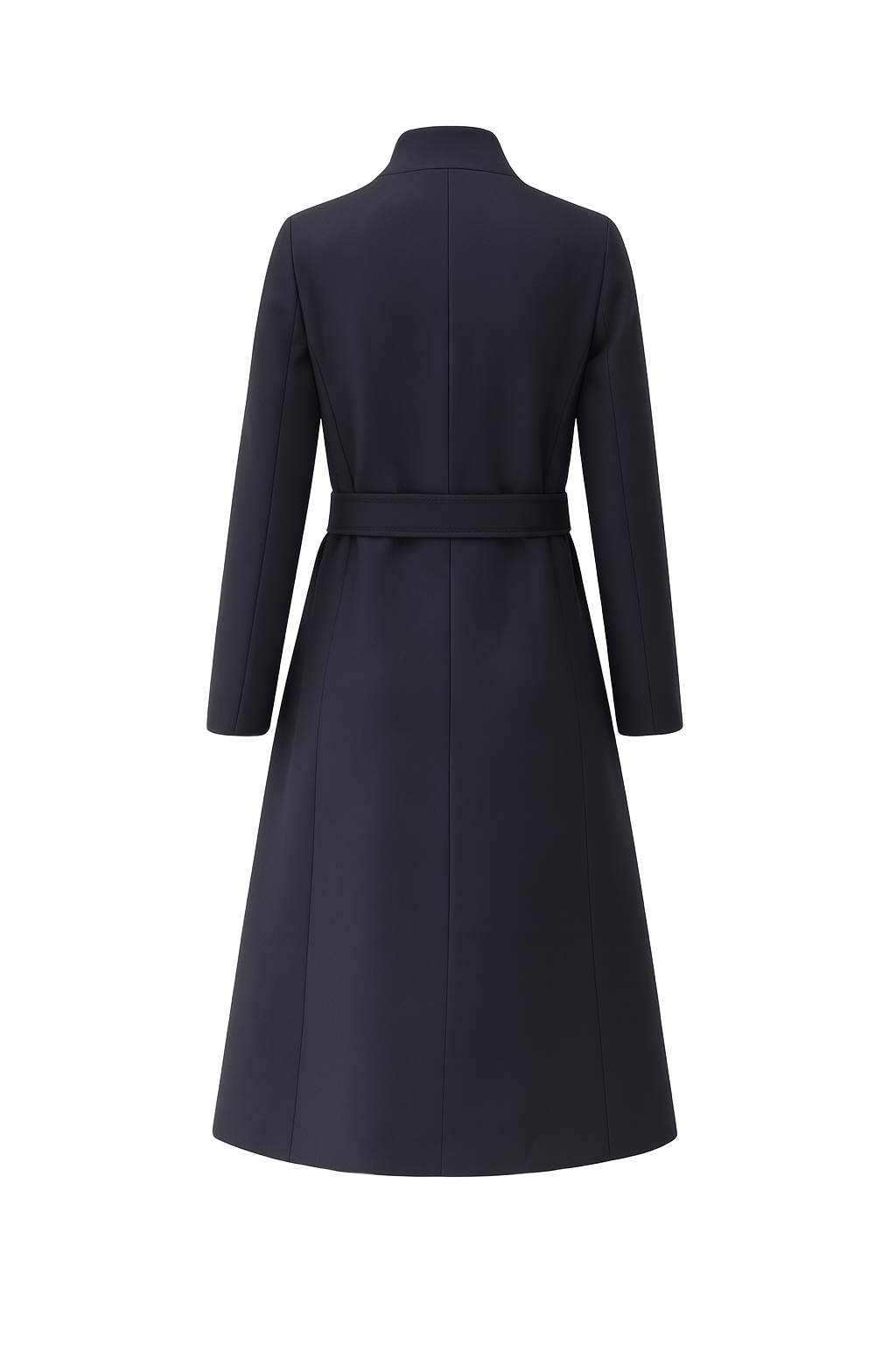 Belted Wrap Longline Coat - Navy - back