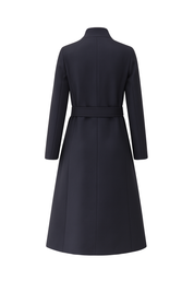 Belted Wrap Longline Coat - Navy - back
