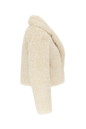 Fluffy Textured Collared Jacket - Cream - side