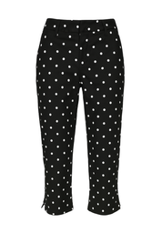 Chic Cropped Capri Trousers - Black Polka Dot - front