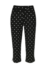 Chic Cropped Capri Trousers - Black Polka Dot