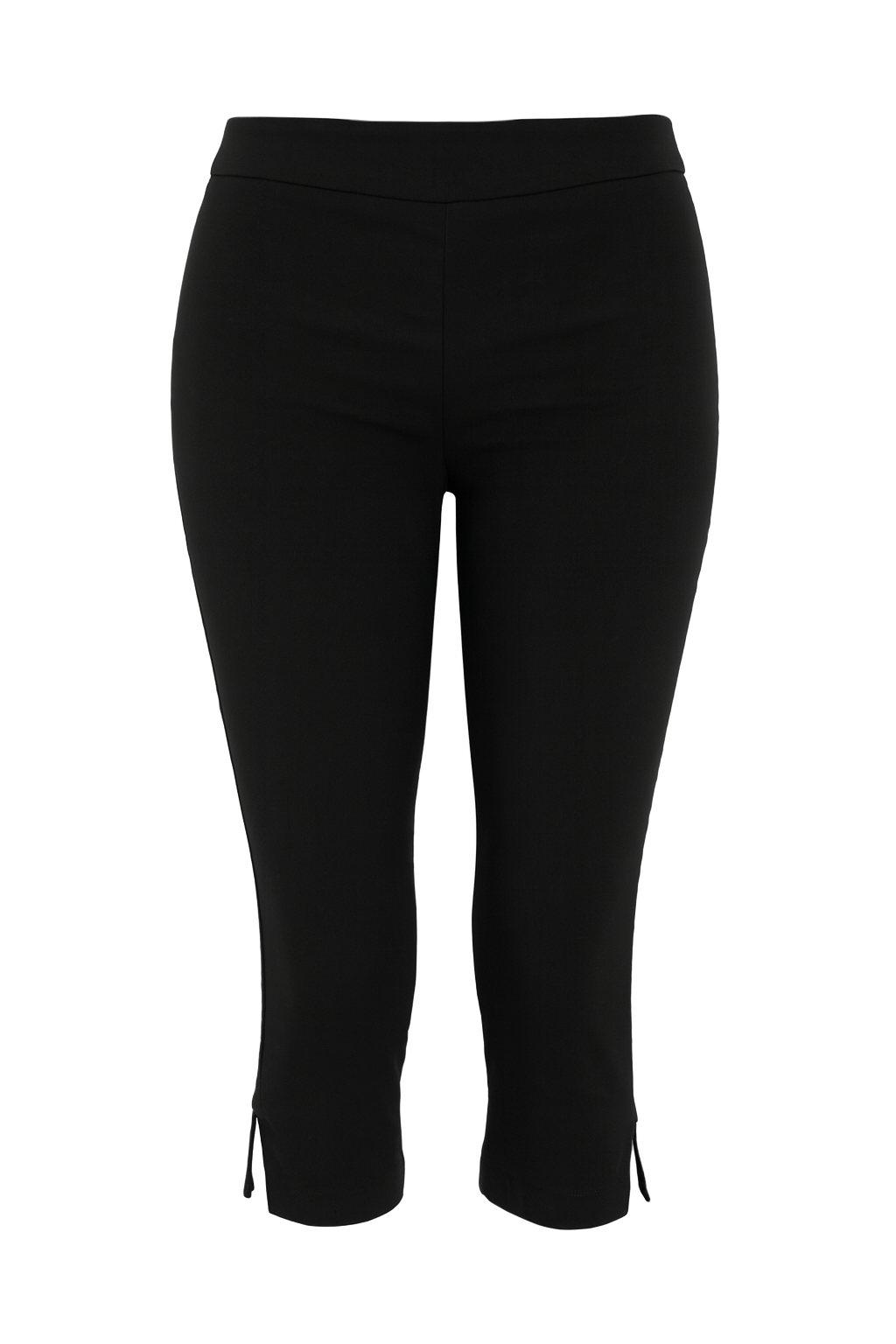 Chic Cropped Capri Trousers - Black - front
