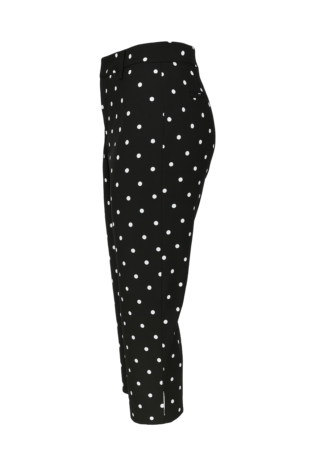 Chic Cropped Capri Trousers - Black Polka Dot - side