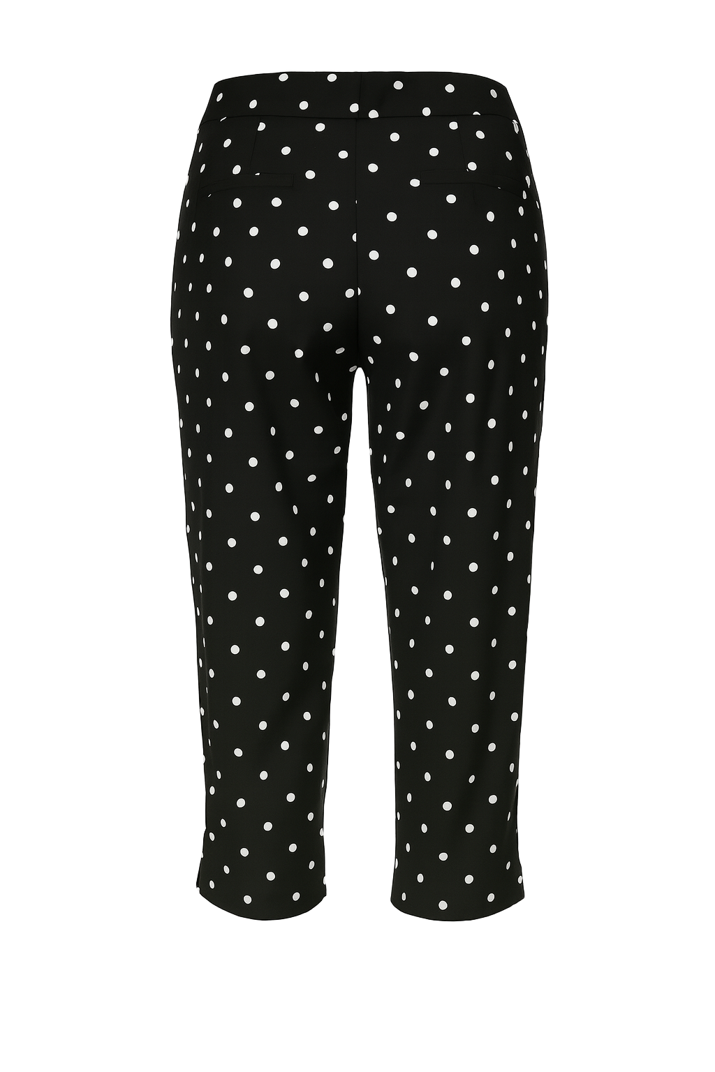 Chic Cropped Capri Trousers - Black Polka Dot - back