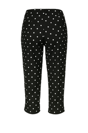Chic Cropped Capri Trousers - Black Polka Dot - back