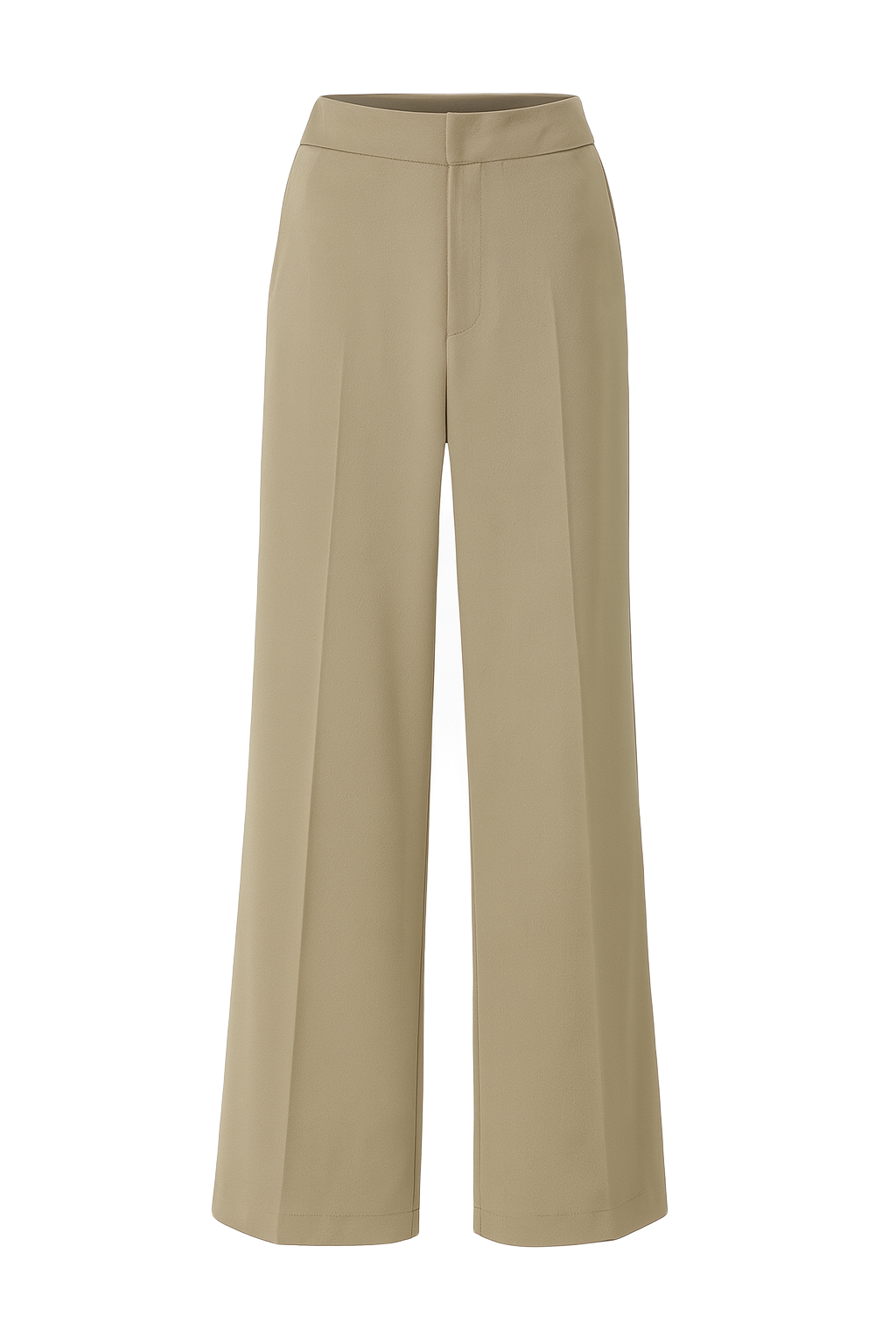 High Waisted Wide Leg Trousers - Khaki - front