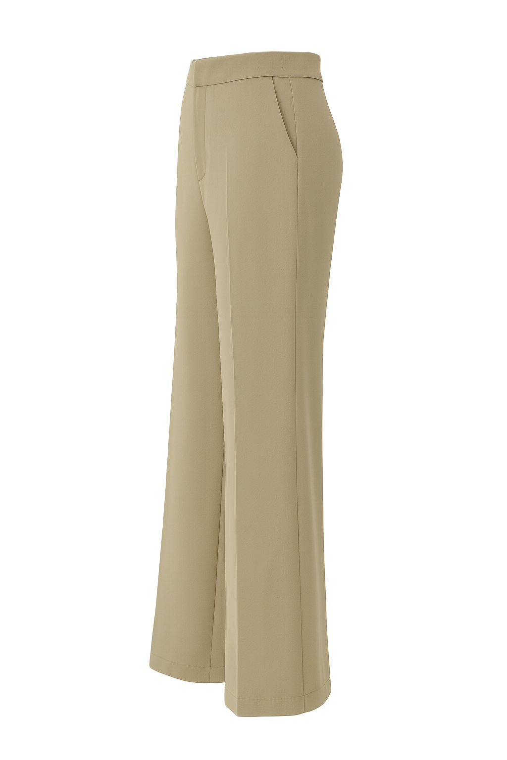 High Waisted Wide Leg Trousers - Khaki - side