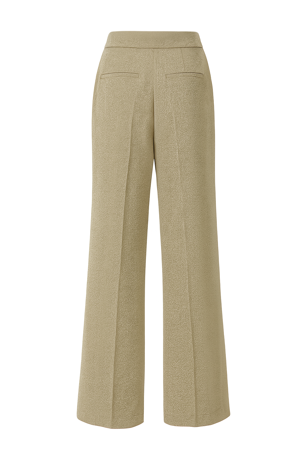 High Waisted Wide Leg Trousers - Khaki - back