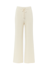 Drawstring Wide Leg Knit Trousers - Cream