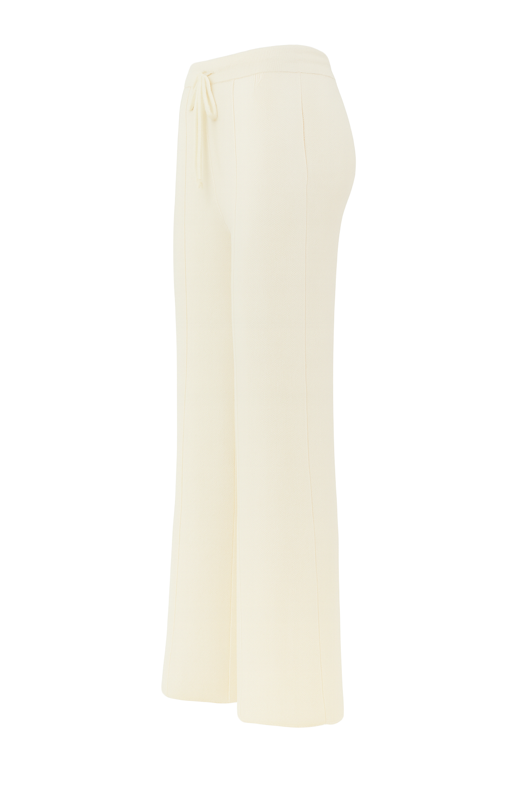 Drawstring Wide Leg Knit Trousers - Cream - side