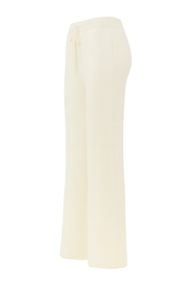 Drawstring Wide Leg Knit Trousers - Cream - side