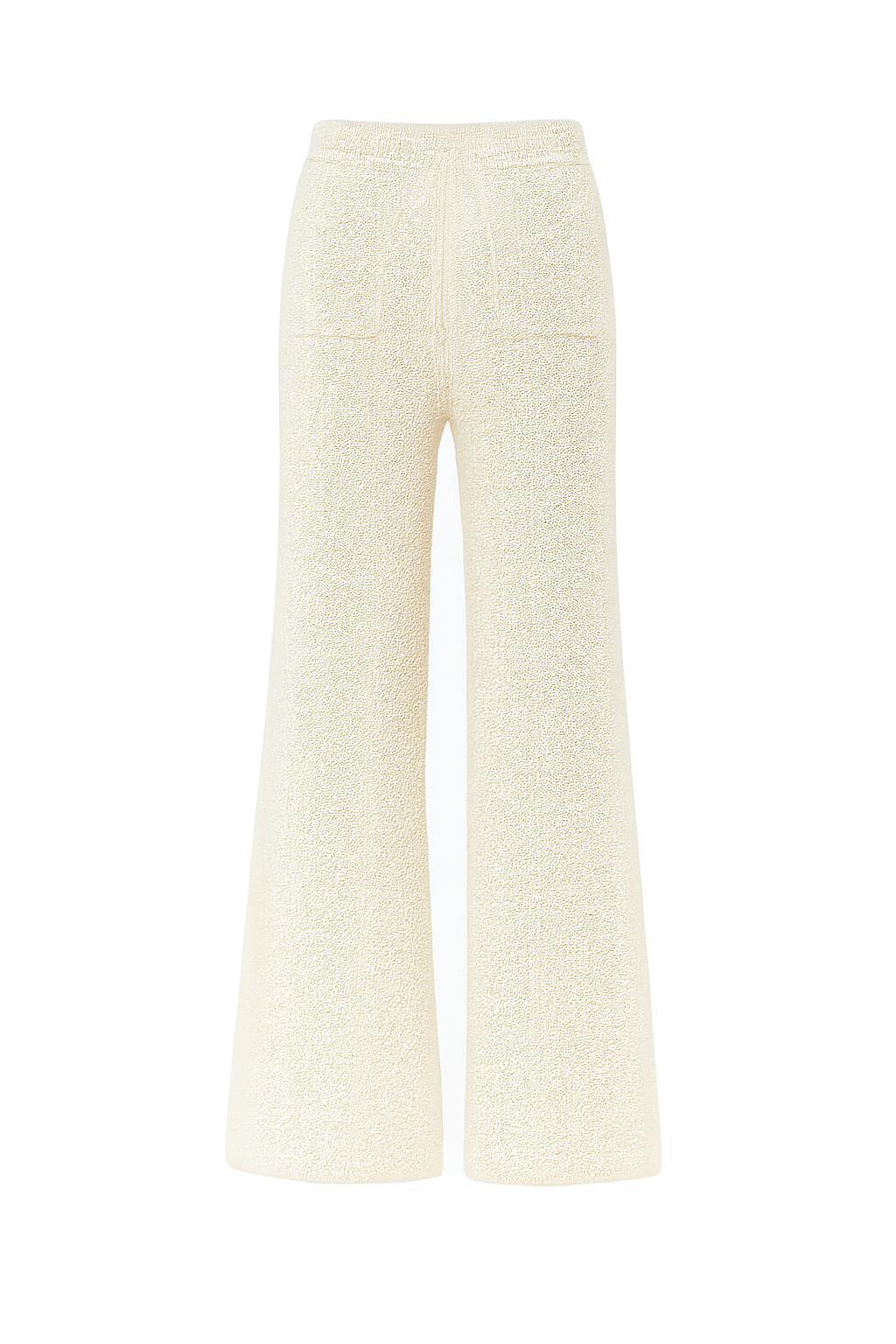 Drawstring Wide Leg Knit Trousers - Cream - back