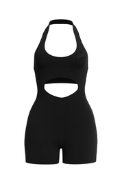 Halter Cutout Back Romper - front