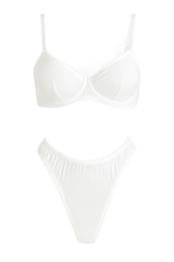 Ribbed Underwire Bikini Set - White