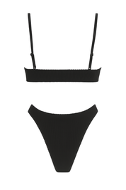 Ribbed Underwire Bikini Set - Black - back