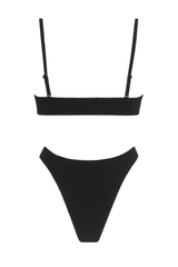 Ribbed Underwire Bikini Set - Black