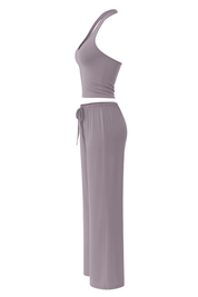 Halter Neck Wide Leg Set - Dusty Purple - side