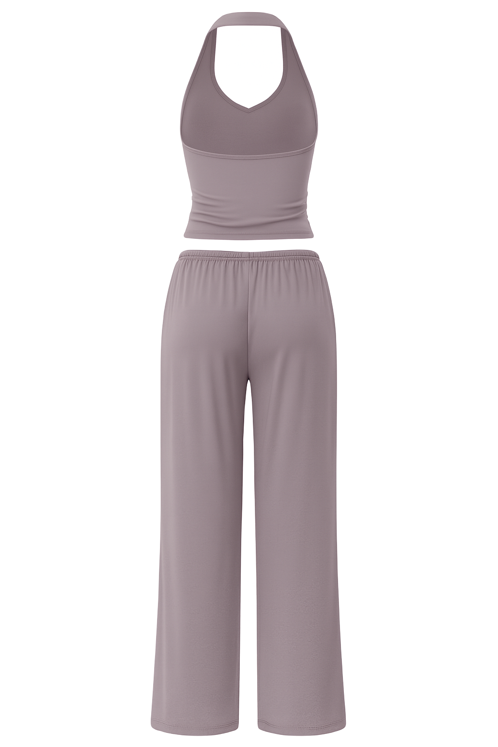 Halter Neck Wide Leg Set - Dusty Purple - back