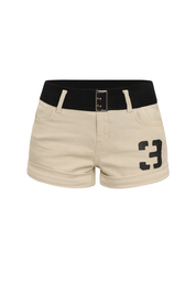 Belted High Waist Shorts - front