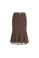 Polka Dot Flounce Hem Skirt - Brown Polka Dot