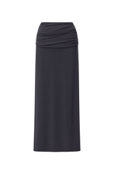 Draped Waist Maxi Skirt - Charcoal