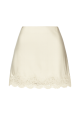 Lace Hem Satin Skirt - Ivory