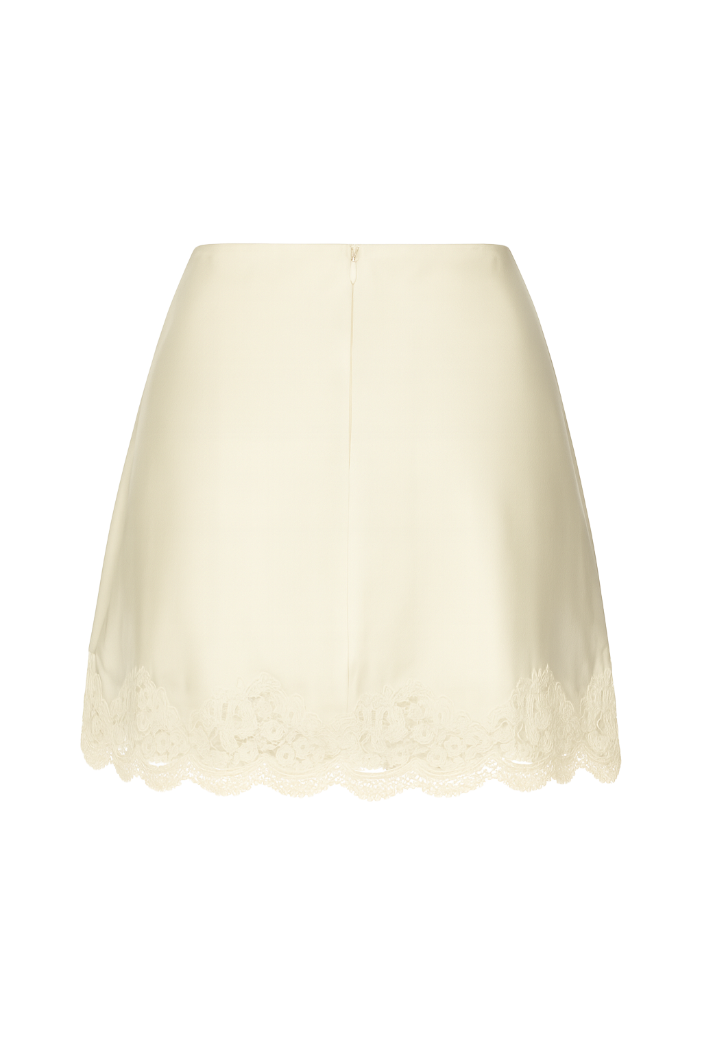 Lace Hem Satin Skirt - Ivory - back
