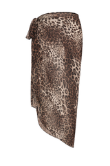 Leopard Tie Sarong Skirt - Brown Leopard
