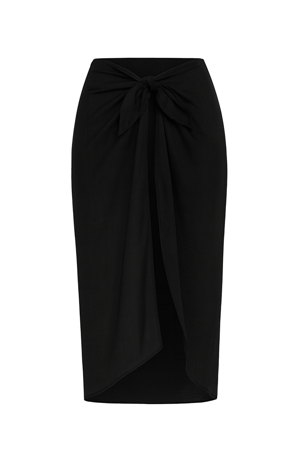 Leopard Tie Sarong Skirt - Black - front