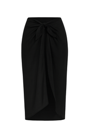Leopard Tie Sarong Skirt - Black - front