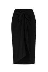 Leopard Tie Sarong Skirt - Black