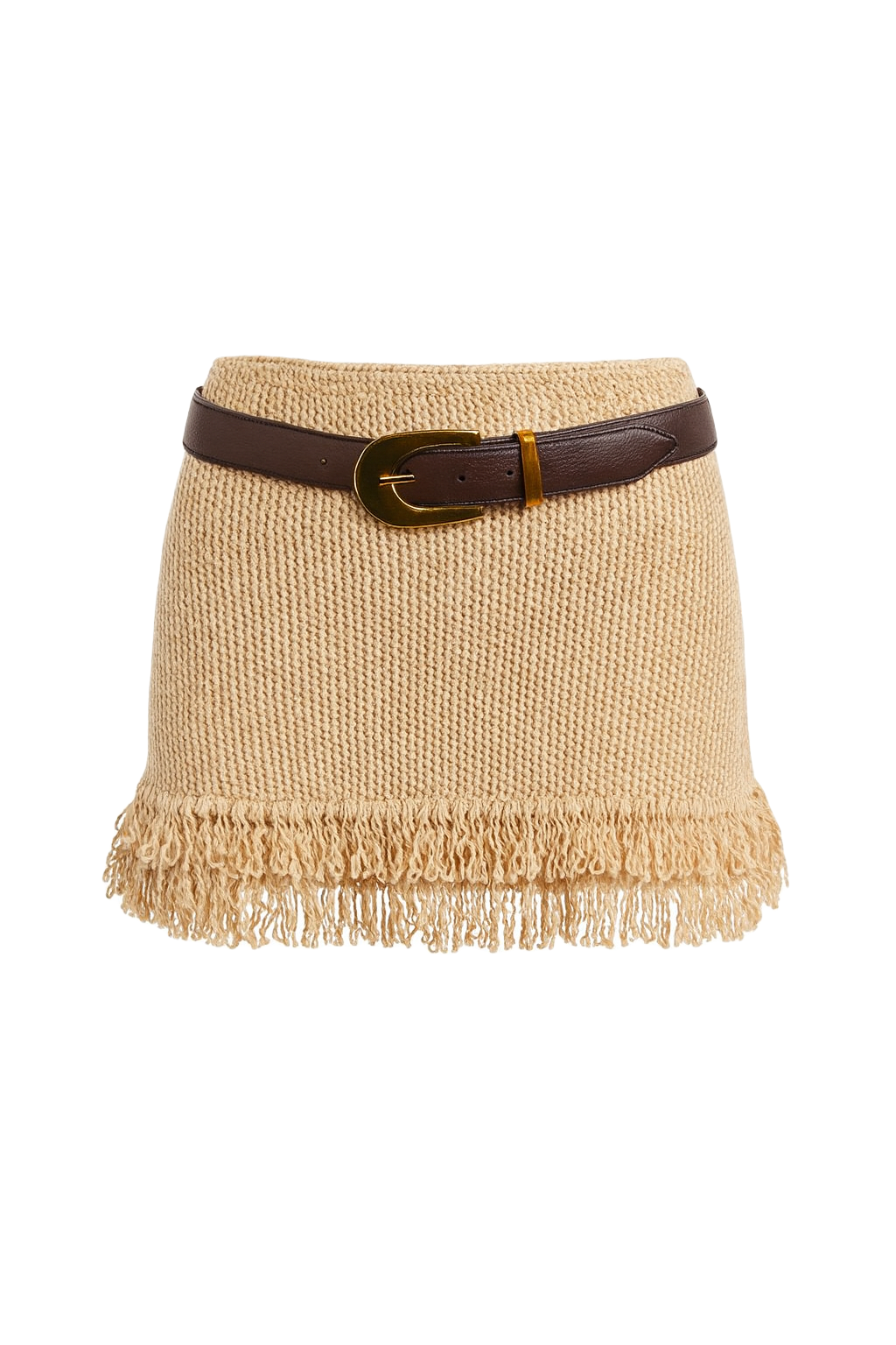 Fringed Knit Mini Skirt - front