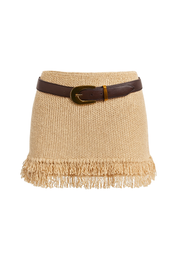 Fringed Knit Mini Skirt - front