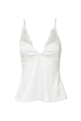 Lace Trim Satin Cami - White