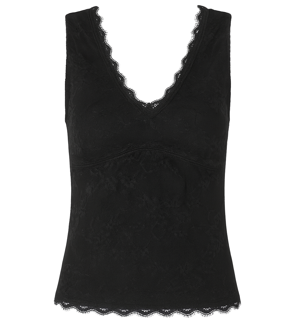 Lace Trim V-Neck Tank - front
